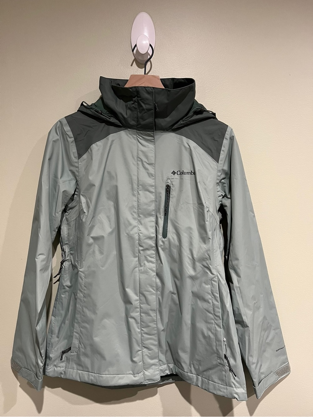 Columbia Women's Sage Green Hooded Waterproof Jacket